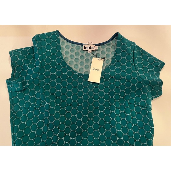 Leota Textured Circle Print Stretchy Midi Dress Teal Green Size XXL - Picture 4 of 8